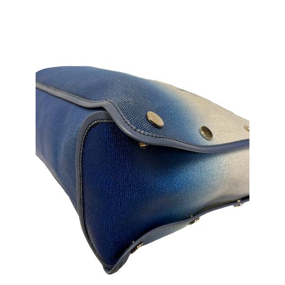 GIVENCHY PARIS Gray Blue Ombre Canvas Logo Bond Tote Shopper Shoulder Bag - Picture 10 of 13